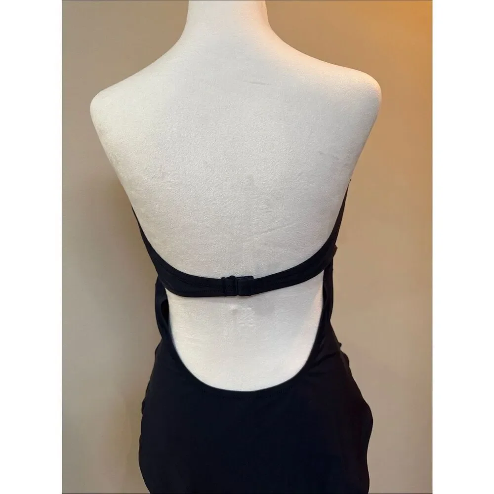 J. Crew Strapless Navy Blue One-Piece Swimsuit strapless bandeau with ruching